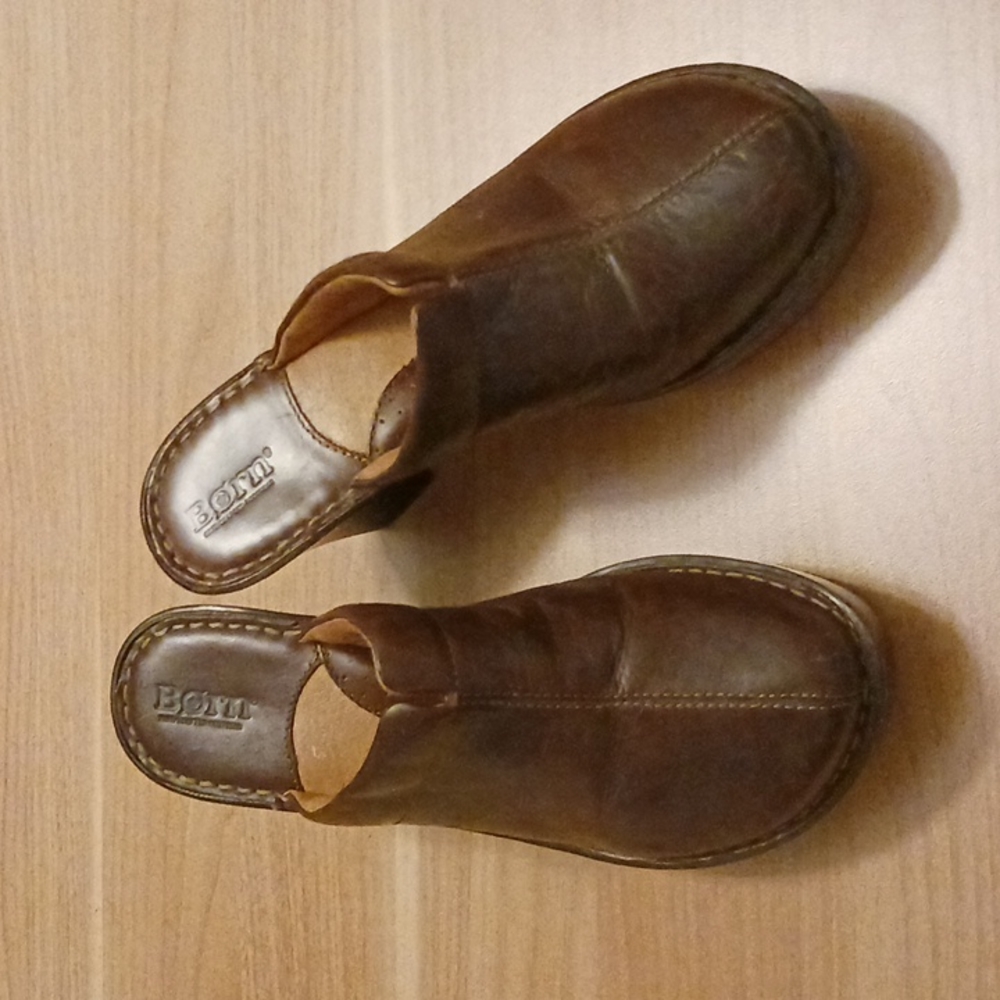 Born Dark Brown Mules in Size 9